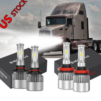 Kit de conversión de 4 bombillas LED 9005+H11 para Kenworth T370 T660 T600 T270 T800 T470 Foto 1 de 4
