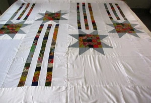 "Máquina de coser hecha a mano patchwork algodón talla 66""x 72"" edredón superior - Imagen 1 de 17
