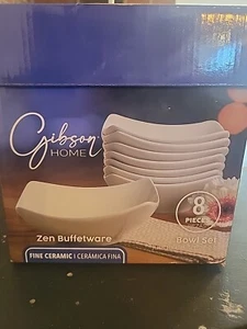 Gibson Home Zen Buffetware 8 Piece Bowl Set Fine Ceramic Dishwasher Safe 6.65" - Picture 1 of 7