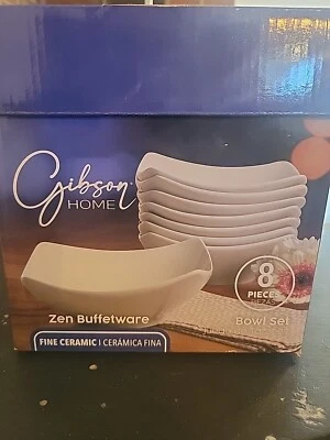 Gibson Home Zen Buffetware 8 Piece Bowl Set Fine Ceramic Dishwasher Safe  6.65"  - Image 1 of 4