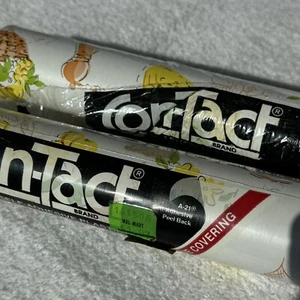 Vintage 2 Rolls 80s Con-Tact Paper 18" x 3 Yd Self-adhesive Plastic Contact NOS - Picture 1 of 5