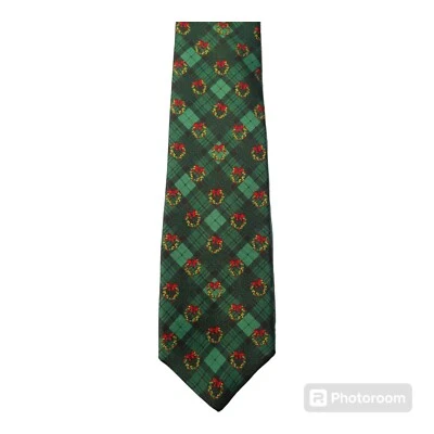 Corbata de seda Brooks Brothers verde diagonal a cuadros coronas doradas para hombre [longitud] Foto 1 de 3