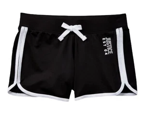 Justice Girls Black Dolphin Shorts Lightweight Elastic Waistband Size 12/14 - Picture 1 of 11