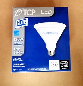 TCP LED17P38D30KNFL 15W (120W Equal) PAR38 3000K Dimmable LED Narrow Flood Bulb - Picture 1 of 7