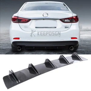 Carbon Style Rear Bumper Diffuser Shark Fins Wing For Mazda 2 3 5 6 CX-3 CX5 CX7 - Picture 1 of 13