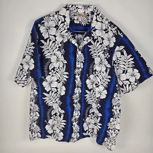 Royal Creations Blue Hawaiian Aloha Shirt 2XL Button-Up Short Sleeve Tropical - Picture 1 of 7