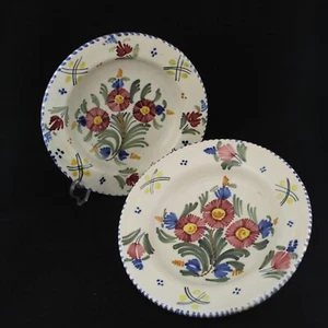 2 Platos de Pared FLORES Ceramica TALAVERA Pintado a mano VINTAGE c.1970s España - Imagen 1 de 10