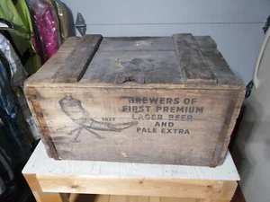 Primitive KG Schmidt Brewing Co. First Premium Wooden Beer Box Logansport IN - Picture 1 of 14