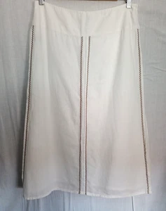 Reiss Linen A-Line Midi Skirt UK Size 8 White - Picture 1 of 6