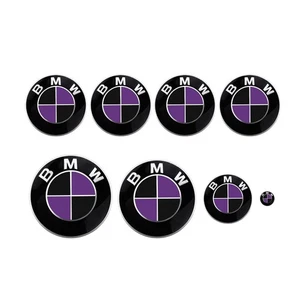 MATTE Black & Purple BMW Badge Roundel Wrap Overlay 1 2 3 5 6 7 X M Z E F Series - Picture 1 of 4