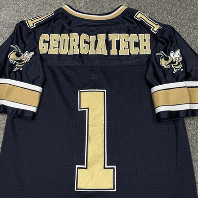 Georgia Tech Football Jersey Men Small Blue College Vintage Yellow Jackets 1 GT - Image 1 of 4