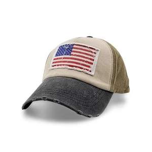 Vintage Distressed USA Hat - Low Profile Mens Baseball Cap with American Flag... - Picture 1 of 9