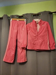 Girl Adidas Vintage Track Suit Full Zip Hoodie Jacket & Pants Pink Size 6T - Picture 1 of 12