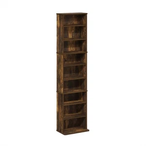 Furinno JAYA 9-Shelf Media Storage Tower Rack, Amber Pine - Picture 1 of 6