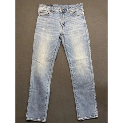 Pantalones de mezclilla American Eagle ajustados rectos lavados ligeros para hombre talla 29x30 Y2K Foto 1 de 4