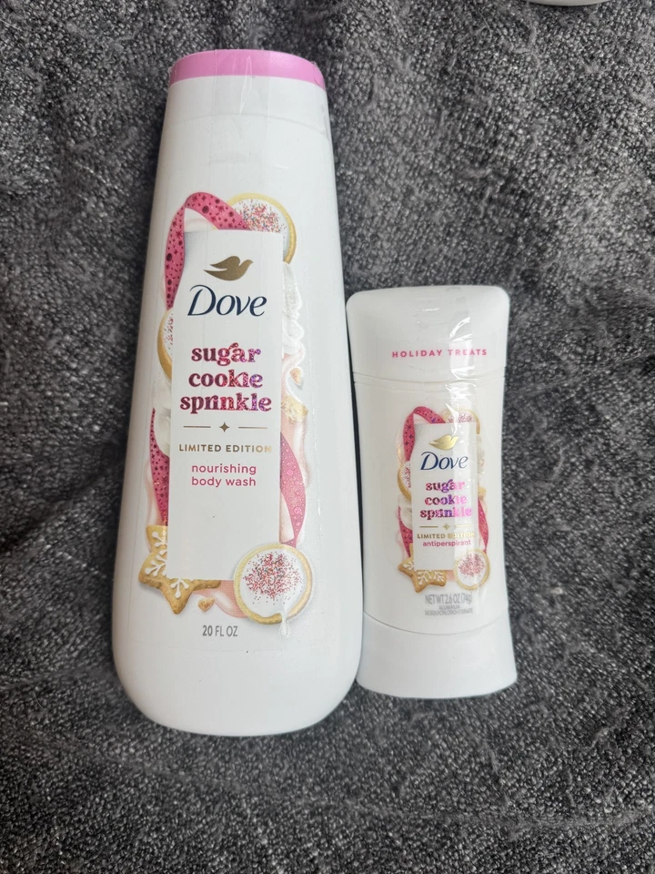Lote de 2 Jabón Corporal y Desodorante Dove Holiday Azúcar Galleta Espolvorear Foto 1 de 1