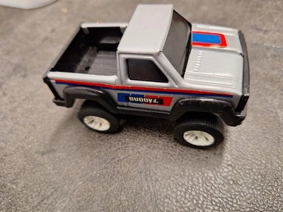 Buddy L 1986 silver pickup truck, 1/43 scale, like '80s Ford or Dodge, pull-back - Image 1 of 4