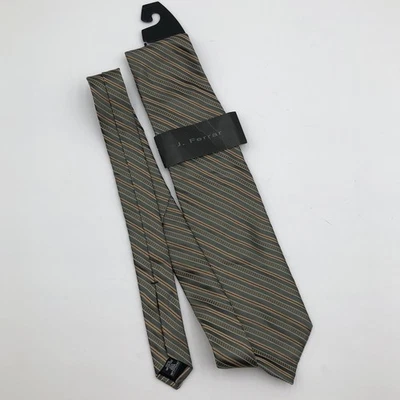 J. Ferrar Designer Mens Silk Tie, Classic Brown Abstract w/Bronze Accents, L 57” - Image 1 of 4