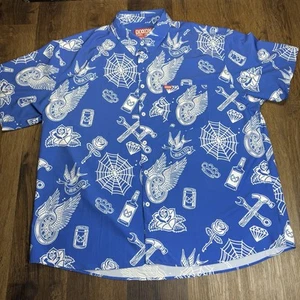 Dixxon Flanell Partyboy Blue Edition Knopfleiste Kurzarm Hemd Herren Größe 5XL - Bild 1 von 7