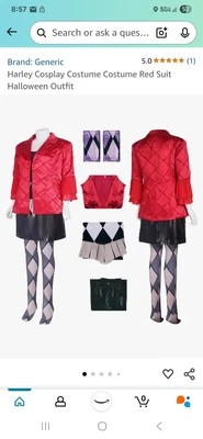 2023 Coringa 2 Harley Quinn Fantasia Cosplay Feminina Halloween Apenas Colete + Terno Vermelho - Imagem 1 de 2