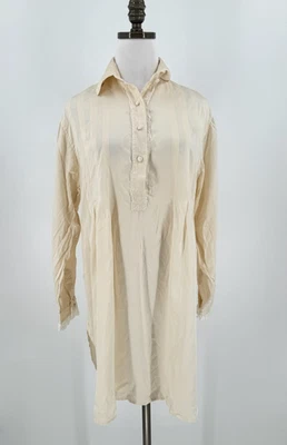 Cocoon by Randi Kristoffersen  Ivory Silk Henley Sleep shirt Sz M - Image 1 of 4