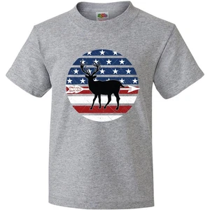 Inktastic Deer Bow Hunting USA Flag Youth T-Shirt Archery Bowhunting Us Hobby - Picture 1 of 6
