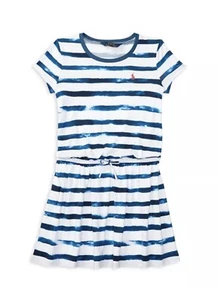 Polo Ralph Lauren Girls L (12-14) Blue/White Tie-Dye Striped Summer Shirt Dress - Picture 1 of 11