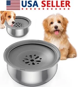 4L Pet Water Bowl No Spill Stainless Steel Large Capacity for Dog Cat Pets US - Picture 1 of 10