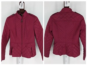 Burberry London Quilted Puffer Light Berry Jacket Small Zip Epaulet - Picture 1 of 8
