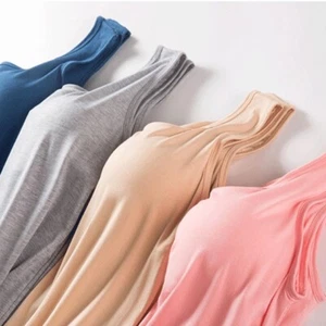 Women Camisole with Built in Shelf Bra Fitness Sport Vest Tank Tops Comfort - Picture 1 of 24