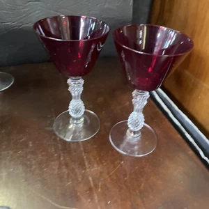 Pair Of vintage morgantown plantation ruby red martini cocktail glass glasses - Picture 1 of 7