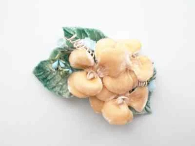 Винтажная цветочная заколка для волос Millinery шампанское бархат орхидеи и листья лилия - Изображение 1 из 4