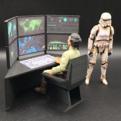 MESA DE VIGILANCIA INFORMÁTICA PERSONALIZADA para 3.75 FIGURA DIORAMA GI JOE STAR WARS (C15 Foto 1 de 2