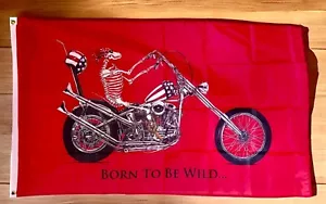 BORN TO BE WILD Skelett auf Motorrad 5x3 Fuß FLAGGE 150 cm x 90 cm - Bild 1 von 1