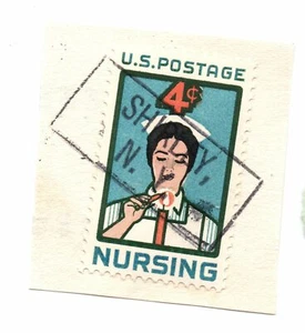 Estampilla Scott 1190 de EE. UU. 1961 4c enfermería usada en papel Shirley Nueva York - Imagen 1 de 1