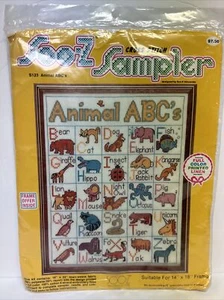 SOO-Z SAMPLER ANIMAL ABC’s Vintage Cross Stitch Kit Sealed  - Picture 1 of 5