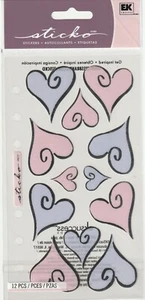 Vintage Sticko klassische Aufkleber Vellum HEARTS OF LOVE Thema 58147 SCHNELLER KOSTENLOSER Versand - Bild 1 von 1