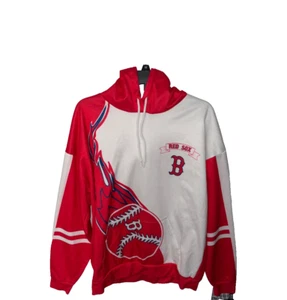 boston red sox mens size XL  pullover sweater white red hooded kangaroo pocket - Picture 1 of 7