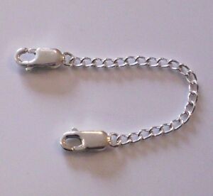 925 Sterling Silver Extender Safety Curb Chain 2 x Lobster Clasps 2" to 8"