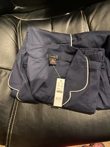 J Crew Vintage Cotton Knit PJ Set Navy Blue White Piping #BL8133. Item #H4401 - Picture 1 of 1
