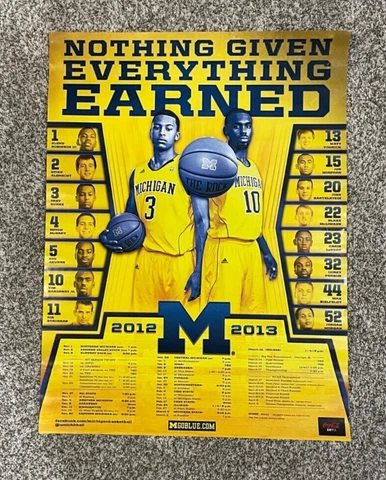 2012-2013 Michigan Men's Basketball Poster - Burke, Hardaway, Robinson, Stauskas Cover