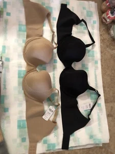 2 SOMA Perfect Coverage Lace Trim Bras 36B Black + Beige NWT - Picture 1 of 8