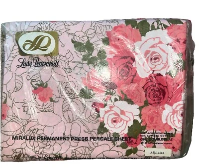 Lady Pepperell ROSE CONCERTO Pinks Floral DOUBLE Flat Sheet Cottage-VTG - Image 1 of 2