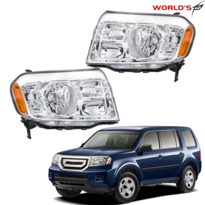 Conjunto de faros halógenos cromados aptos para Honda Pilot 2009-2011 conductor y pasajero Foto 1 de 4