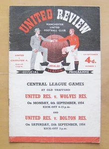 MANCHESTER UNITED v CHARLTON ATHLETIC 1954/1955 *Good Cond Football Programme* - Picture 1 of 3