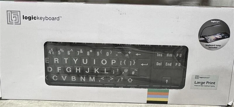 XL Print NERO PC Slim Line White on Black Keyboard with Keyboard Lamp - Image 1 of 1