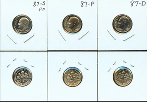 1987-P,D, &-S ROOSEVELT DIMES (3G745) - Picture 1 of 1