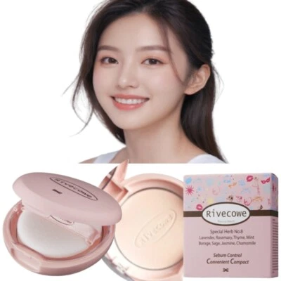 Rivecowe Sebo Control CC Conveniente ComPact Polvo Fijar Facial Maquillaje 8g Coreano Foto 1 de 4