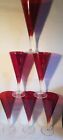 Six large  RETRO RUBY flute  champag 300ml drinks glasses stunning bubbles Glass