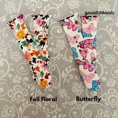 Floral-Butterfly Silicone Apple Watchband 38/40/41-42/44/45/49 All Series - Image 1 of 4